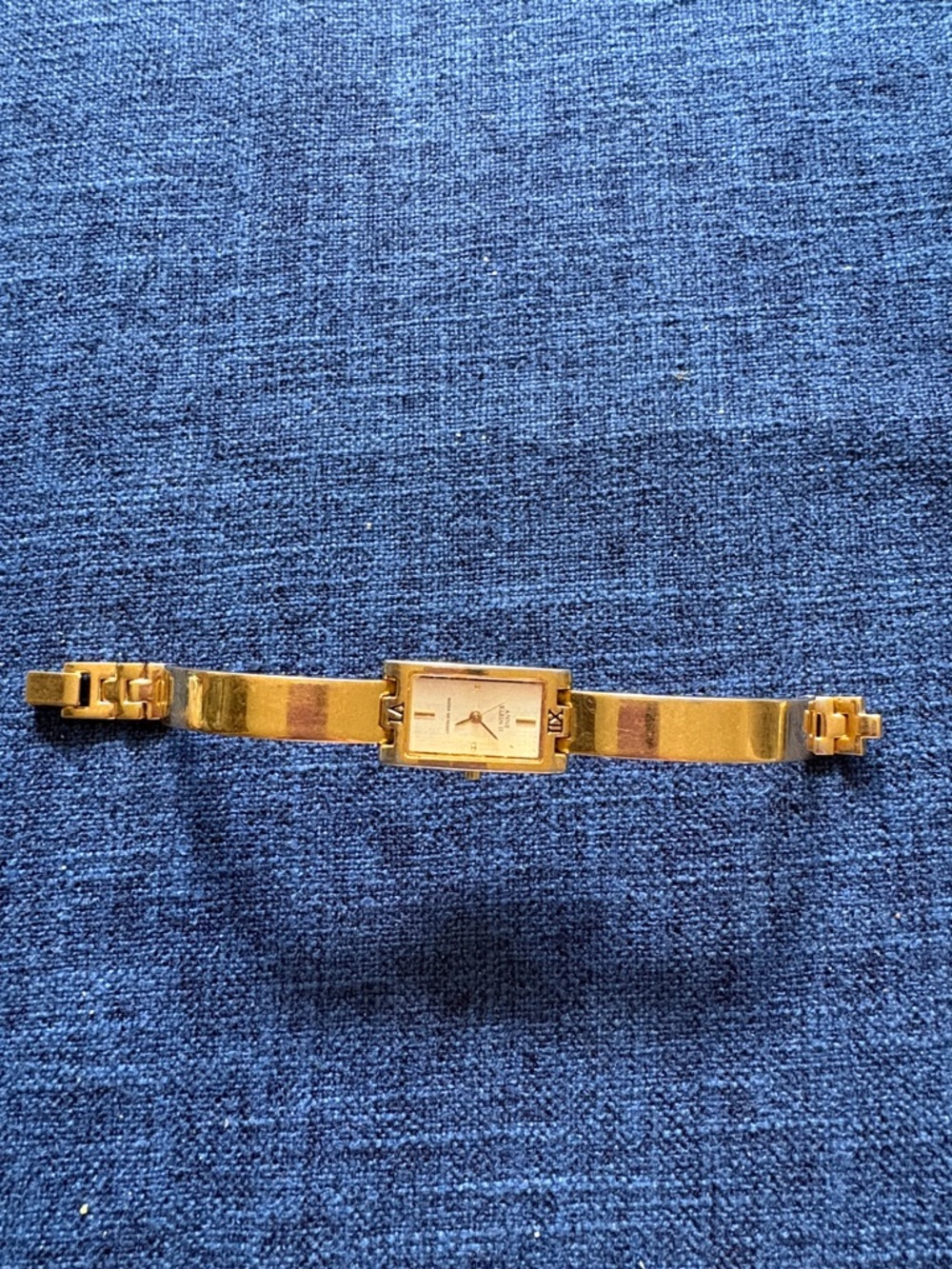 Anne Klein Gold Tone Rectangular Bracelet Watch